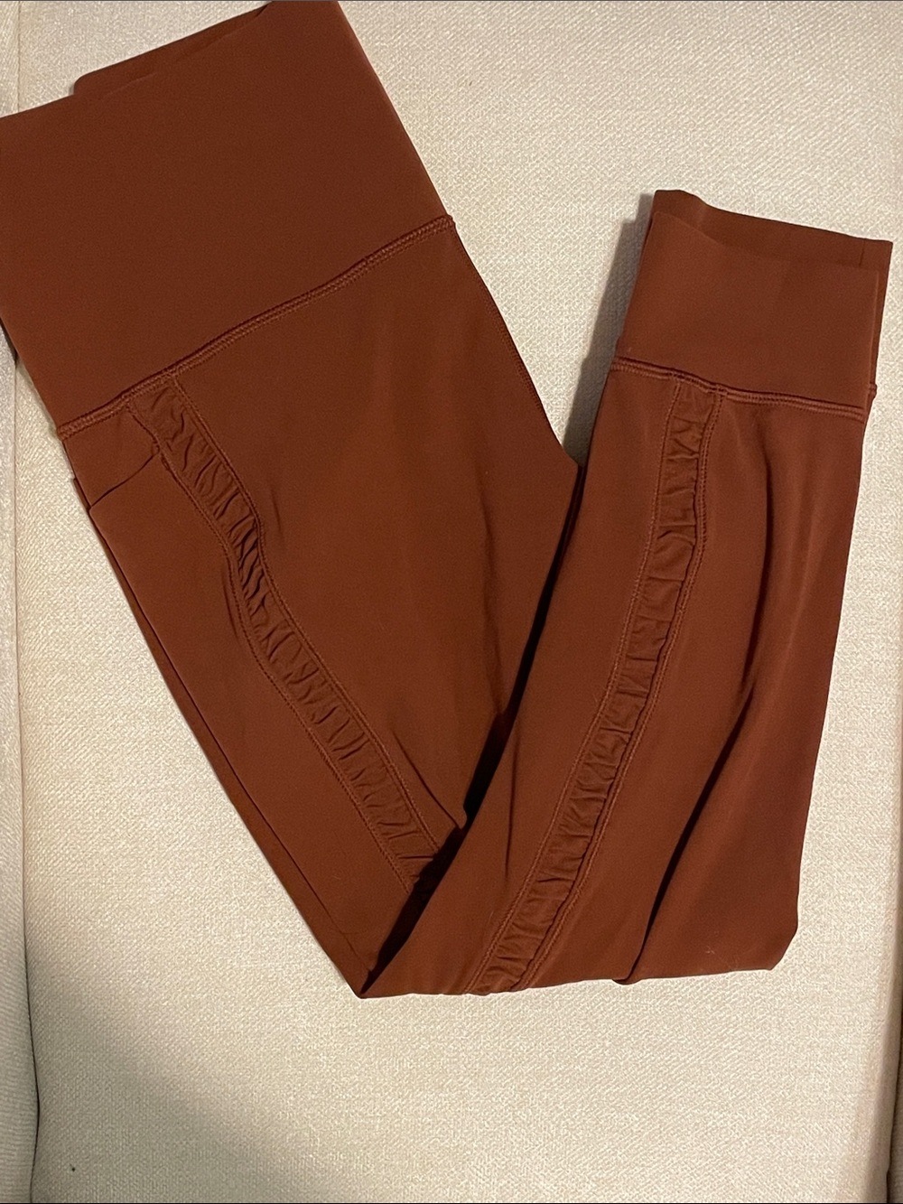 Athleta Rust Brown Leggings with Side Ruching
